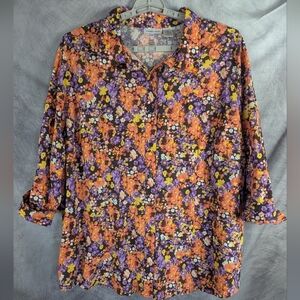 Chelsea Studio 3X Floral Button Down Shirt